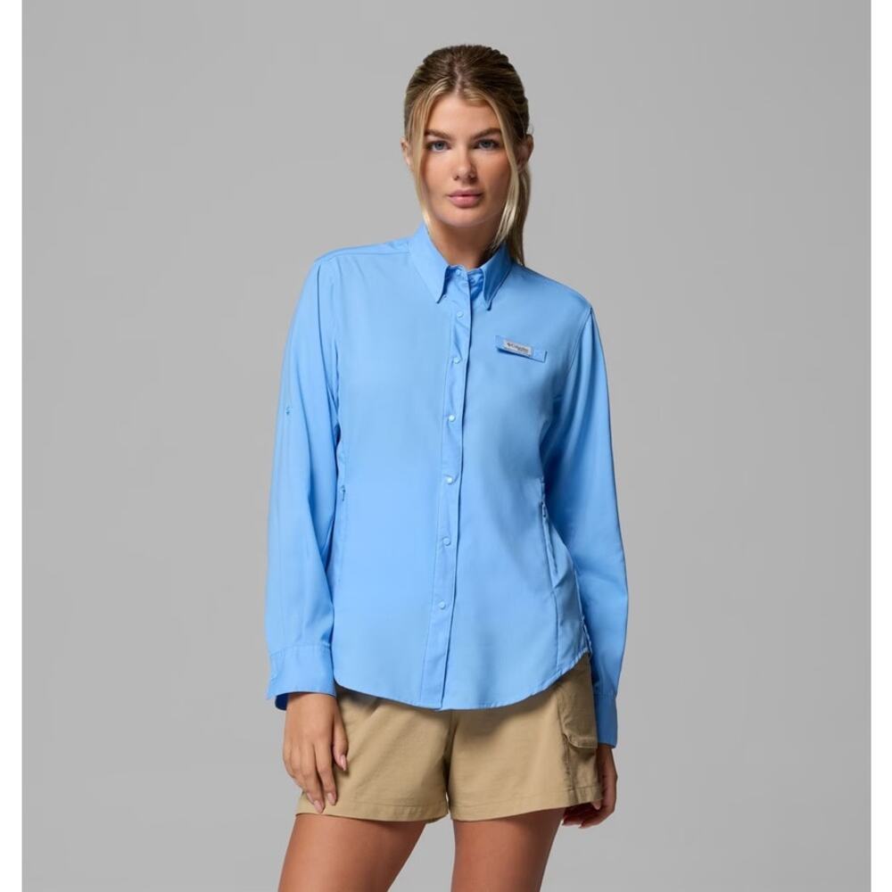 Columbia PFG Women’s Blue Fishing Shirt Long Sleeve Vented Size Small